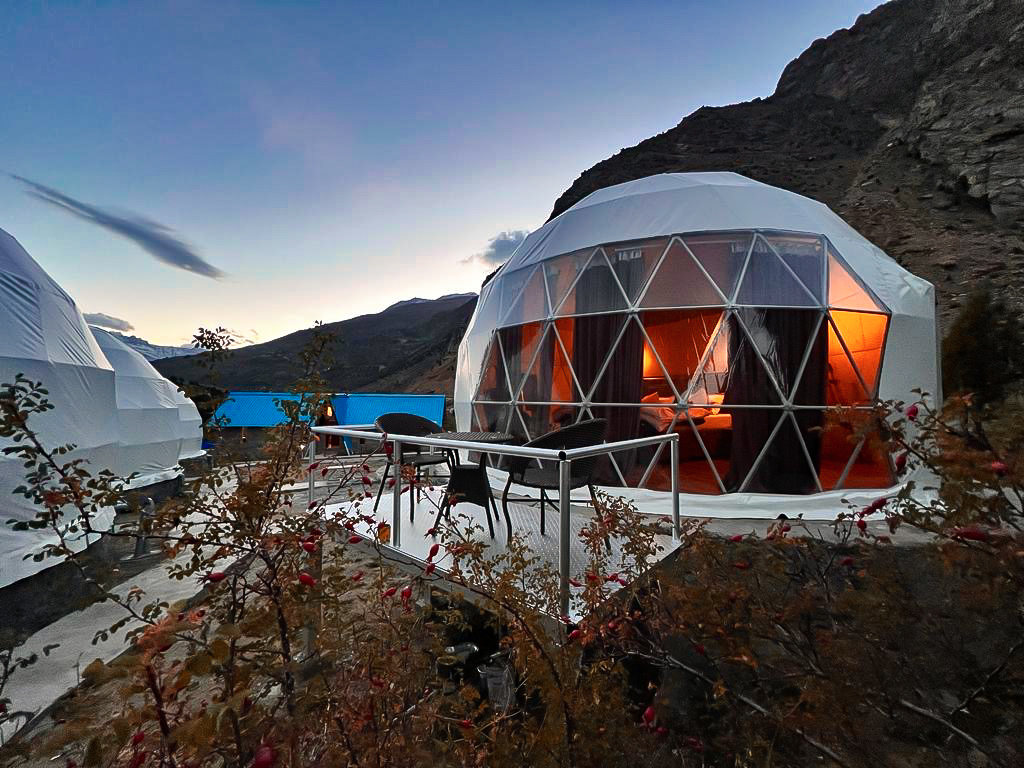 Luxury geodesic glamping dome at YOLO Outdoors Jispa